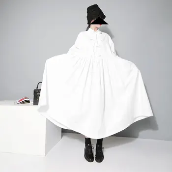 Naujas 2017 M. Europos Moterys Black Maxi Ilga Suknelė Plius Dydžio Standartas Apykaklės Ilgas Rankovėmis Lankas Medvilnės Plisuotos Laisvi Marškinėliai, Suknelės 1748