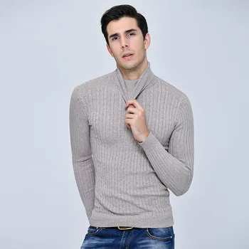 Naujas 2017 mens rudenį & žiemos golfo šiltas megztinis vyrų atsitiktinis aukštos apykaklės megztinis gryna spalva kašmyras storas megztinis (puloveris)