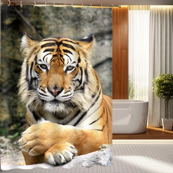 Naujas 3D Dušo Užuolaidos Tigras zebra gyvūnų Serijos Modelis Vandeniui Audinio Vonios Užuolaidoms Skalbti Vonios kambario Produktai 12 Kabliukų