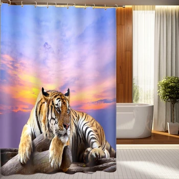 Naujas 3D Dušo Užuolaidos Tigras zebra gyvūnų Serijos Modelis Vandeniui Audinio Vonios Užuolaidoms Skalbti Vonios kambario Produktai 12 Kabliukų