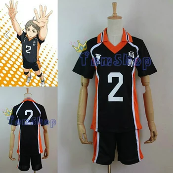 Naujas Anime Haikyuu!! Karasuno Vidurinės Mokyklos Seteris #2 Sugawara Tinklinio Klubas Jersey Cosplay Kostiumų Sporto Dėvėti Uniformos