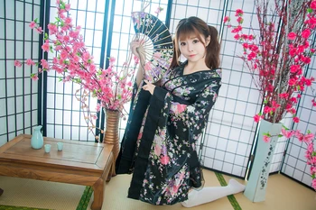 Naujas Anime Kostiumais Lolita Šalis Suknelė Juoda Suknelė Kimono Merginos Cosplay Kostiumai