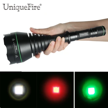 Naujas Arival Spalvinga Medžioklės Zoomable Žibintuvėlį, Fakelą Uniquefire 1508-75mm XRE LED 3 Režimai Žalia /Raudona /Balta Šviesa Medžioklės