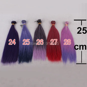 Naujas atvykimo 10 vienetų 5colors 25cm*100cm tamsiai mėlyna spalva BJD SD Plaukai tiesūs perukas 1/3 1/4 lėlės perukas