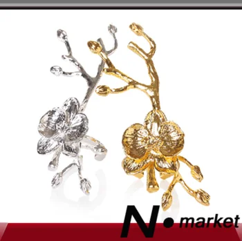 Naujas atvykimo Auksas, Sidabras Filialas Metalo Servetėlių Žiedas, Vestuvių Specialus Stalo Apdailos Servetėlių Laikiklį N. rinkos