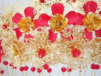Naujas Atvykimo Ilgai Kutas Kinijos Derliaus Coronet Karūna,Auksinė vestuvių tiara plaukų aksesuarų, vestuvių plaukų šukos galvos papuošalai