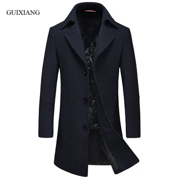 Naujas atvykimo stiliaus vyrų high-end boutique verslo atsitiktinis vilnonis paltas vyrų vienas mygtukas, kietas slim tranšėjos striukė dydis M-3XL