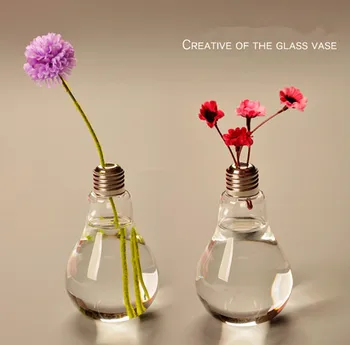 Naujas Atvykti lemputės skaidraus stiklo vaza šiuolaikinės mados hydroponic gėlių vaza vaza apdaila