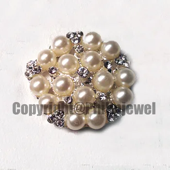 NAUJAS dizainas 25mm kristalų, perlų, metalinių gėlių flatback/blauzdos vestuvių dovana mygtuką kvietimą dekoratyvinis ornamentas aksesuaras 30x