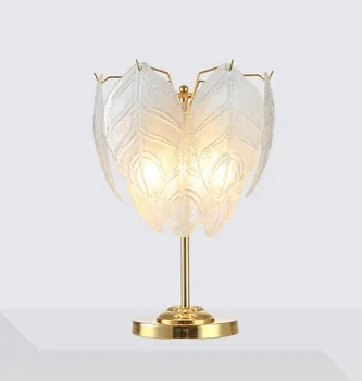 Naujas dizainas led stalo lempa postmodernaus gyvenimo kambario, miegamasis, naktiniai staleliai, lempa aukso metalo, stiklo lapų e14 led lemputės šviesos stalas
