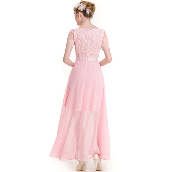 Naujas dizainas Moterims, ilgą šifono suknelę 2017 big swing nėriniai siuvinėjimo tinklelio, mielas rožinis suknelės elegantiškas plus size vestidos