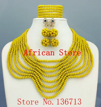 Naujas Dizainas Multistrand Nigerijos Vestuvių Papuošalų Rinkinys Su Reino Gėlių Moterims Afrikos Karoliukai Papuošalų Rinkinys SD808-5
