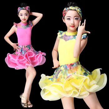Naujas Dizainas Vaikas Lotynų Šokių Suknelės Mergaičių Dancewear Modernus Šokis Samba Suknelė Vaikai Vestido Valsas Etape Šokių Drabužiai