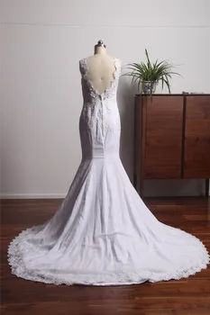 Naujas Gražus Vestuvių Suknelės 2018 Mermaid Stiliaus Senovinių Nėrinių Nuotakos Suknelė Valymo Traukinio Rankovių Nuotakos Suknelė