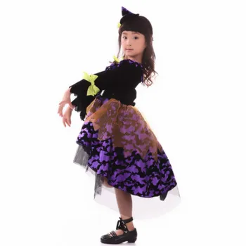 Naujas Helovinas Kostiumas Vaikams Violetinė Mergina Dress Cosplay Vaikų Drabužių Animacija Ragana Onesie Princesė Etape Mergaičių Drabužiai