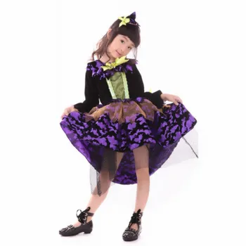 Naujas Helovinas Kostiumas Vaikams Violetinė Mergina Dress Cosplay Vaikų Drabužių Animacija Ragana Onesie Princesė Etape Mergaičių Drabužiai