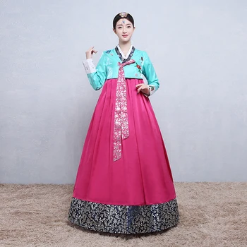 Naujas Išsiuvinėti Hanbok Tradicinius Korėjiečių Drabužius Ilgomis Rankovėmis Vestuvių Suknelė Hanbok Nacionalinių Kostiumų Scenoje Šokio Aisa Drabužiai