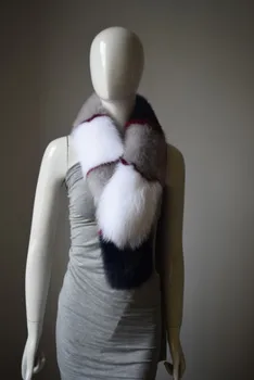 NAUJAS Išskirtinį stilių kratinys nekilnojamojo lapės kailio šalikas ilgas fox fur duslintuvo super mados lady blinger spalvinga ilgas šalikas moterims