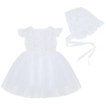 Naujas Kūdikiams, Kūdikių Mergaičių Gėlėti Nėriniai Tiulio Suknelė paaukštintu liemeniu Bžūp Rankovėmis Princess Gimtadienio Suknelė su Gaubtu SZ 3-24 Mėnesių