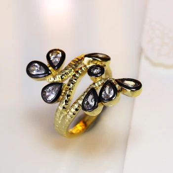 Naujas mados gėlių Žiedai CZ parametrą big ponios piršto Žiedą aukštos kokybės vestuves žiedas Romantiško stiliaus Nemokamai siunta