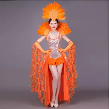 Naujas mados Moterų pilvo šokių drabužius Naktį Seksualus šokis Samba Rio de žaneiro Karnavalas Kostiumas, pilvo šokio kostiumas su Plunksnų Galvos gabalas