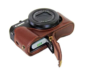 Naujas Mados natūralios Odos Atveju Fotoaparatas Canon Powershort G7X II G7X-2 G7X Ženklas 2 Kameros Bay Pusė Atveju Apačioje Dangtelį Įstaiga