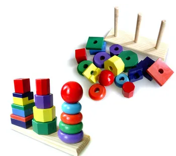 Naujas medinis žaislas Spalva atraminės konstrukcijos Žiedas Švietimo žaislas Kūdikio žaislas Nemokamas pristatymas