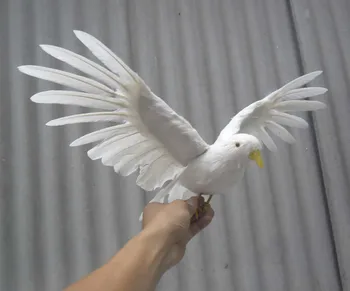Naujas modeliavimo balti balandžiai žaislas polietileno & kailiai sparnus balandis lėlės dovana, apie 48x28cm 1230