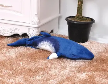 Naujas pliušinis animacinių filmų ryklys žaislas mielas tamsiai mėlynas banginis lėlės dovana, apie 55x25cm 2724