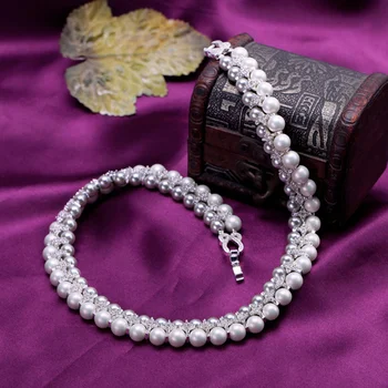 Naujas Prabangus cirkonis, Aukštos kokybės, Puikus apvalus Natūralus lukštais pilka balta perlų vėrinį Mados perlų Vėrinį už womenMom dovana