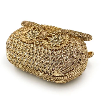 Naujas prabangus diamond vakarą maišus Aukso sankabos mėlyna pelėda formos rankinėje bolsa feminina mini piniginės kietų pagalvių nuotakos piniginės