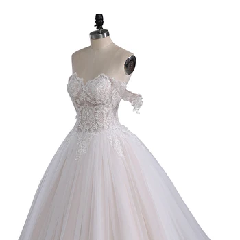 Naujas Prabangus Princesė Reljefiniai Vestuvių Suknelės, Chalatas de Mariee Kamuolys Suknelė Tiulio Nėrinių Aplikacijos Vestuvinės Suknelės Individualų