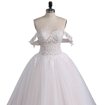 Naujas Prabangus Princesė Reljefiniai Vestuvių Suknelės, Chalatas de Mariee Kamuolys Suknelė Tiulio Nėrinių Aplikacijos Vestuvinės Suknelės Individualų