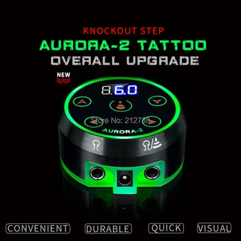 Naujas Profesionalus Mini Kritiškai AURORA II LCD Tatuiruotė Maitinimo blokas su Maitinimo Adapteriai Ritė & Pasukimo Tatuiruotė Mašinos
