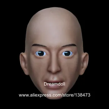 NAUJAS!!SH-18 realistiškas vyrų silikono guma crossdress pusę veido kaukė crossdresser lėlės, žmogaus veido kaukė