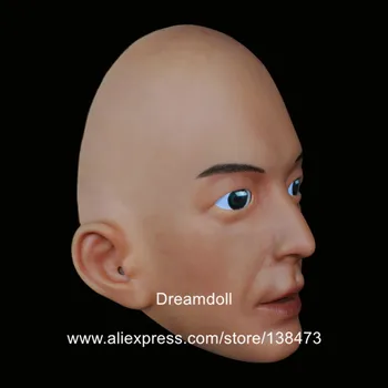 NAUJAS!!SH-18 realistiškas vyrų silikono guma crossdress pusę veido kaukė crossdresser lėlės, žmogaus veido kaukė