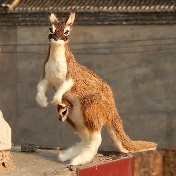 Naujas simulaiton kengūros žaislas polietileno & kailių dirbiniai kengūros lėlės modelio dovana, apie 30x30cm 0982