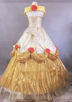 Naujas Stilius, Grožio Ir Žvėrys Suknelė Princesė Belle Prabangos Cosplay Kostiumas Suknelė Moterims Kostiumai Helovinas Šalis