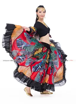 Naujas stilius čigonų sijonas pilvo šokio indijos sijonas garsiausių Sijonas, 2 spalvų VL-190 1pc tik sijonas