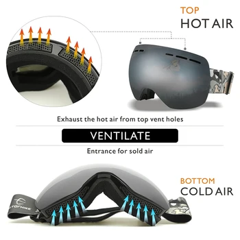 Naujas surfun prekės slidinėjimo akiniai dukart sluoksnių UV400 anti-rūko didelis Akinius, slidinėjimo kaukę, akinius, slidinėjimo, vyrų, moterų, sniego snieglentės akiniai