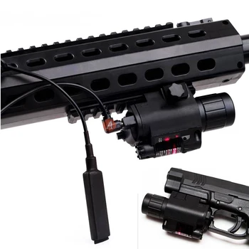 Naujas Taktinis LED Žibintuvėlis ir Raudonojo Lazerio Akyse Combo su Nuotolinio valdymo Rankena ir 20mm tvirtinimas Glock 17 ir 19 Medžiokliniai Šautuvai D