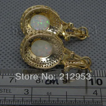 Naujas Vintage Ovalo 9x11mm Kietas 14Kt Geltonos Aukso Opal Auskarai,Aukso Lašas Auskarai Moterims ER008