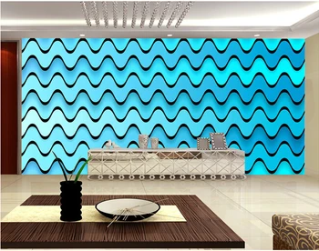 Naujausia custom 3D freskomis,madingi trimatis dinaminės bangos linija, svetainė, sofa-lova, TV miegamojo tapetų fone