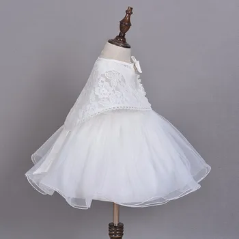 Naujausias Kūdikiui Baby Girl Dress White 1 metų Gimtadienio Suknelė Su Nėrinių Skara Vaikai Vestuvės Suknelės Mergaitę Drabužius 0-2Y