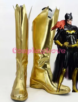 Naujausias Užsakymą Pagaminti Japonų Anime Betmenas Batgirl Cosplay Batai Aukso Ilgi Batai, Rankų Darbo Kalėdų Helovinas