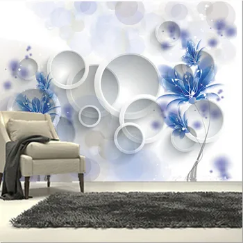 Naujausius 3D freskomis, 3D trimatis modernus paprastas gėlių freskomis, svetainė, TV sofa-lova, miegamojo sienos popieriaus