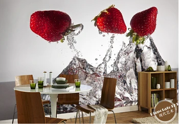 Naujausius 3D freskomis, vandens šuolis braškių restoranas de parede Papel, svetainė, TV sofa-lova, miegamojo sienos popieriaus