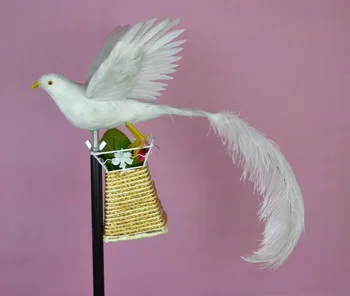 Nauji gražūs modeliavimas Phoenix Paukščių žaislas, plastinė ir kailiai, sparnai ilga uodega paukščių dovana, apie 30x26cm 1490