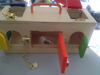 Nauji Mediniai Žaislai Montessori Spalvinga Užrakinti Langą Anksti Švietimo užraktas Žaislų Kūdikių Dovanos
