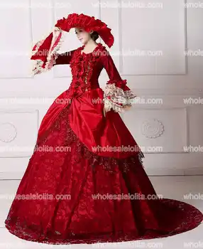 Nauji Renesanso Tikroji Royal Red Elizabeth Kamuolys Suknelė marija Antuanetė Medeival Laikotarpiu Suknelė su Traukiniu Reenactment Kostiumas